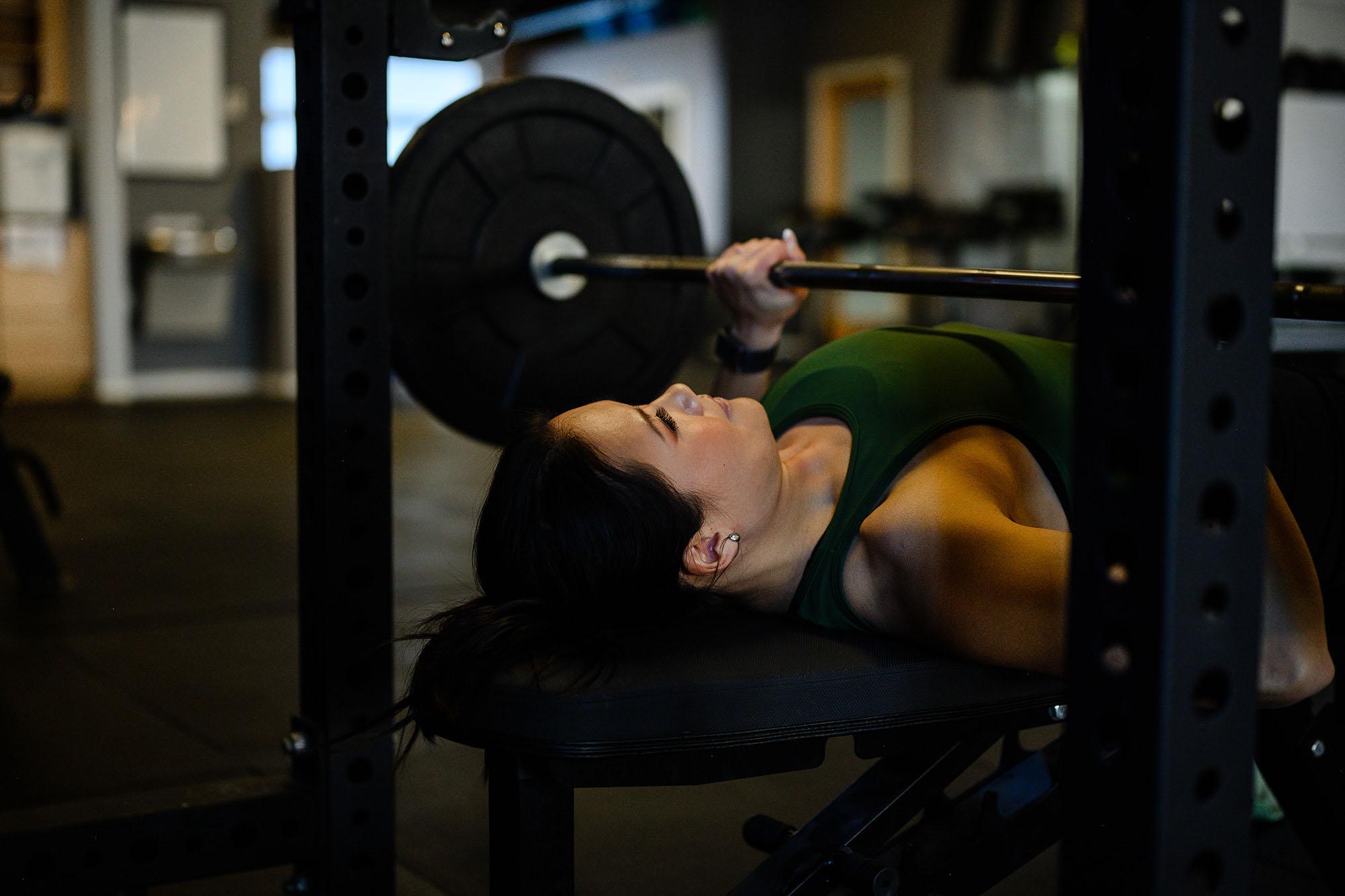 Picture of Michelle doing a bench press